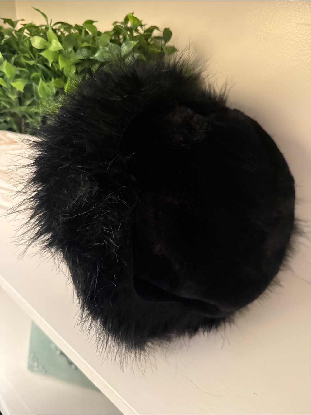 Black Faux Fur Bucket Hat Plush Winter Hat Y2K Style